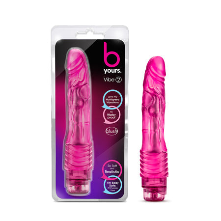 B Yours Vibe 2 Realistic 9 in. Vibrating Dildo Pink-0