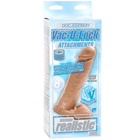 Vac-U-Lock - 8 Inch Realistic Cock Brown-0
