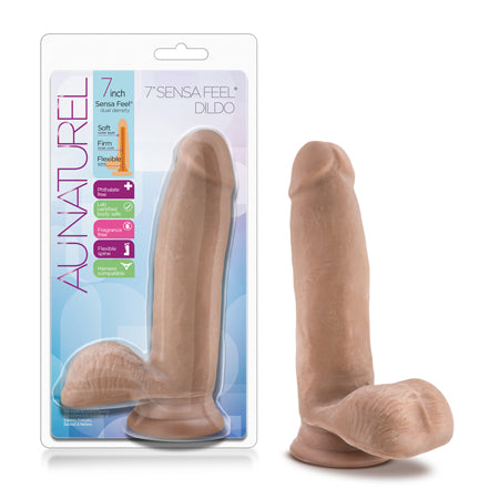 Au Naturel 7 in. Posable Dual Density Dildo with Balls Tan-0