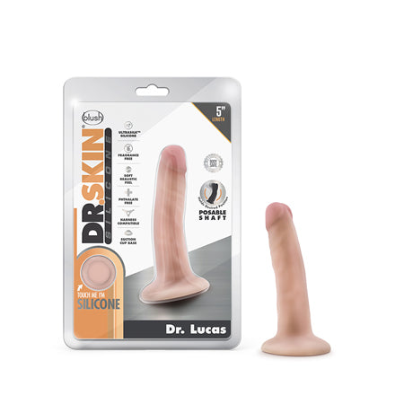 Dr. Skin Silicone Dr. Lucas Realistic 5 in. Posable Dildo Beige-0