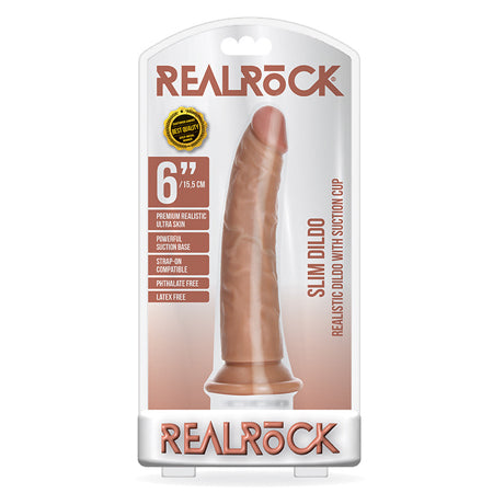 RealRock Realistic 6 in. Slim Dildo With Suction Cup Tan-0