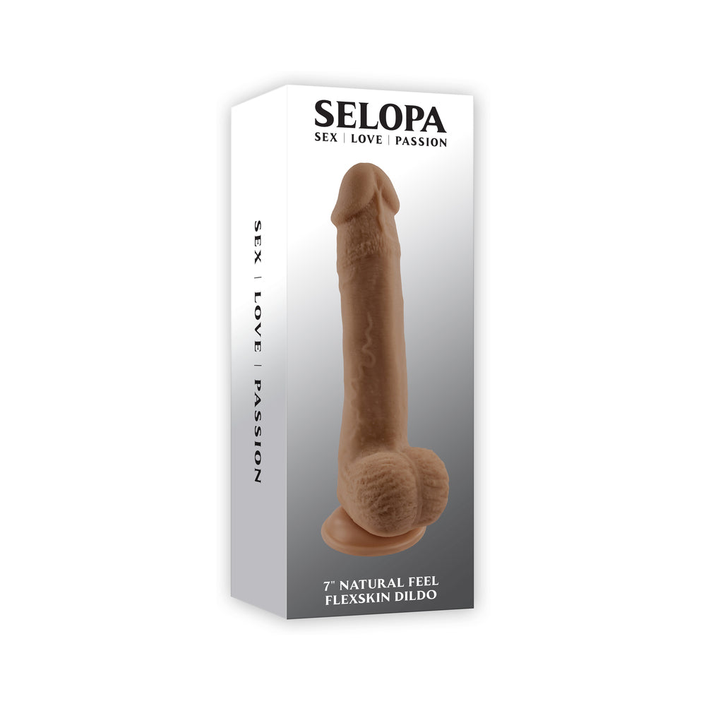 Selopa Natural Feel Flexskin Bendable Dildo with Moving Material 7 in. Dark-0