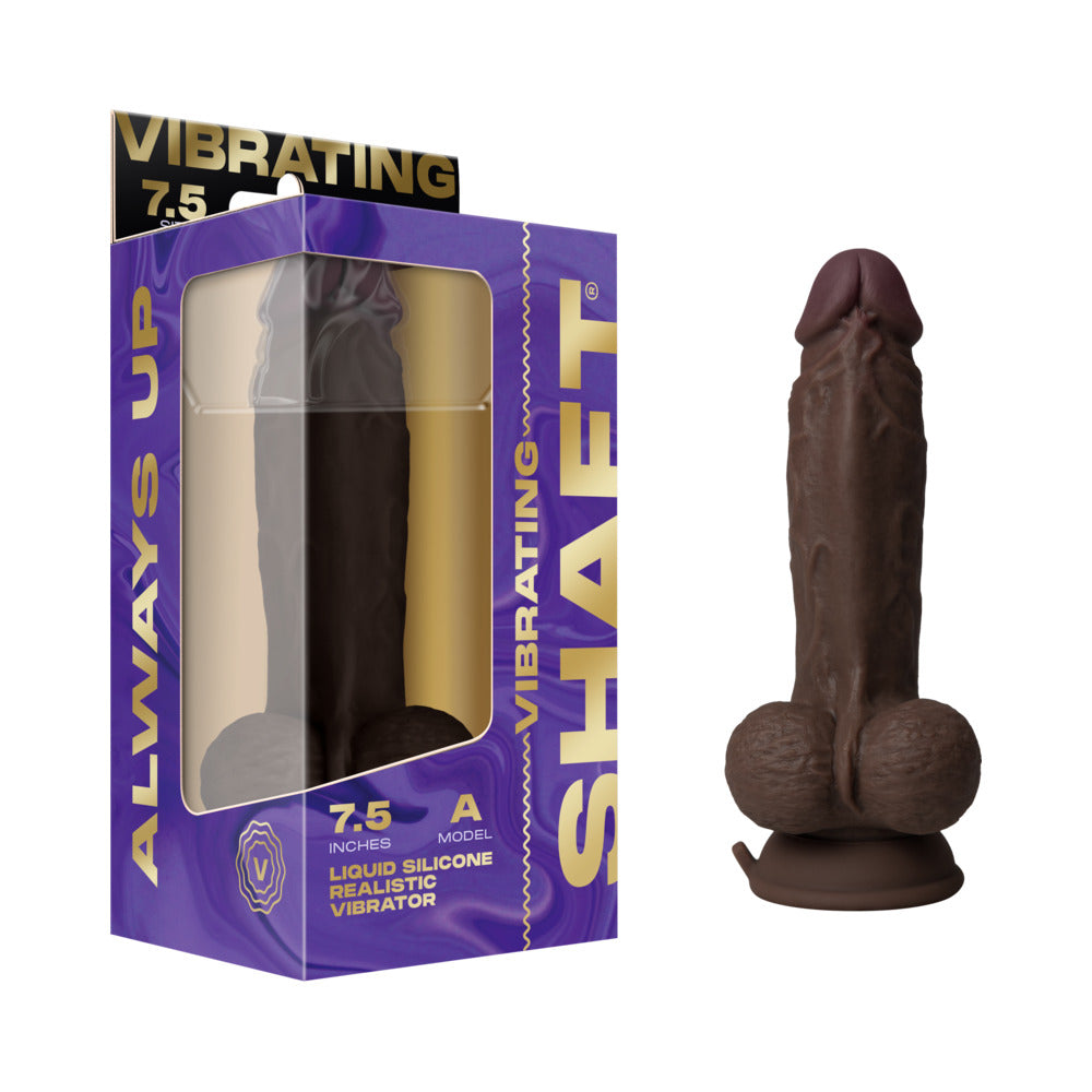 Shaft Vibrating Model A: 7.5 in. Dual Density Silicone Dildo Mahogany-0