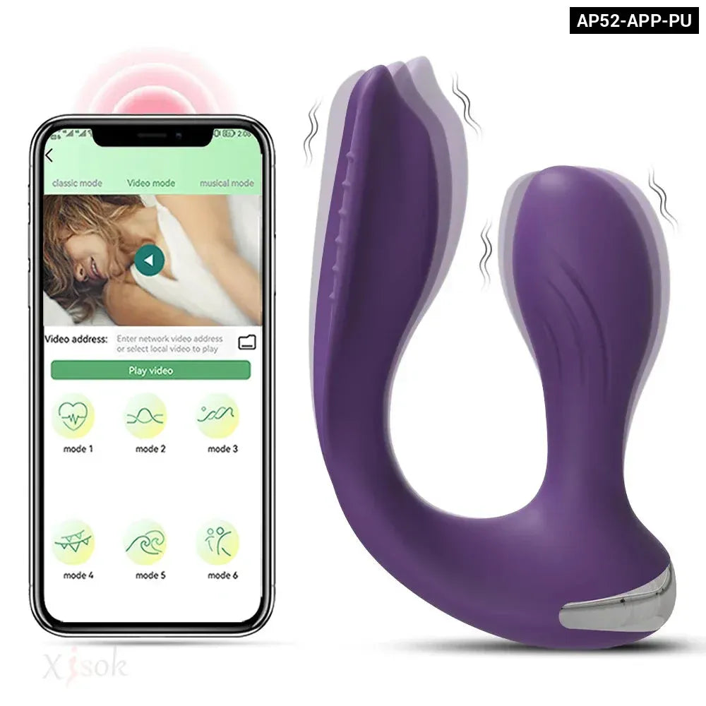 App Control Dual Ended Vibrator for Women Clit Anal Stimulation Couples-5