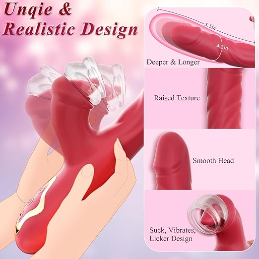 4-in-1 Thrusting Vibrator with Suction, Vibration, and Licking-2