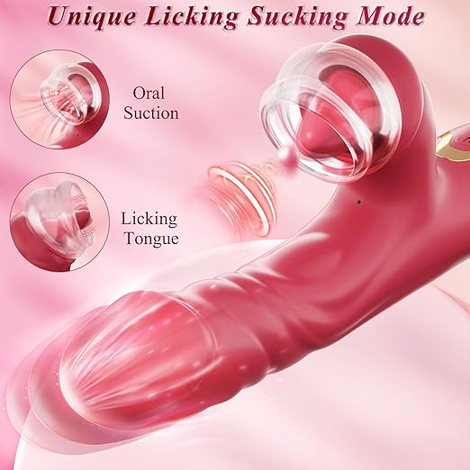 4-in-1 Thrusting Vibrator with Suction, Vibration, and Licking-4