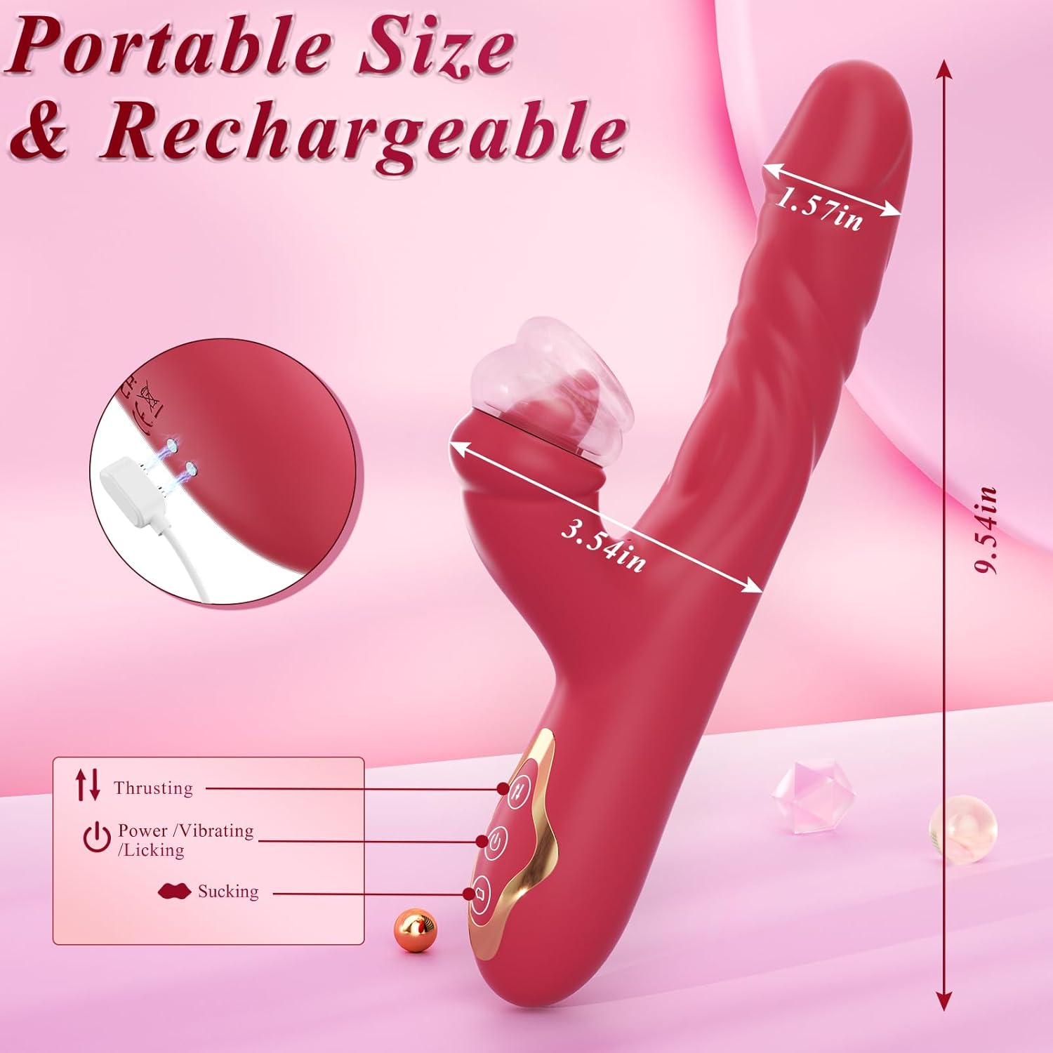 4-in-1 Thrusting Vibrator with Suction, Vibration, and Licking-1