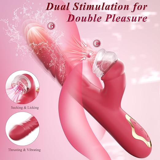 4-in-1 Thrusting Vibrator with Suction, Vibration, and Licking-3