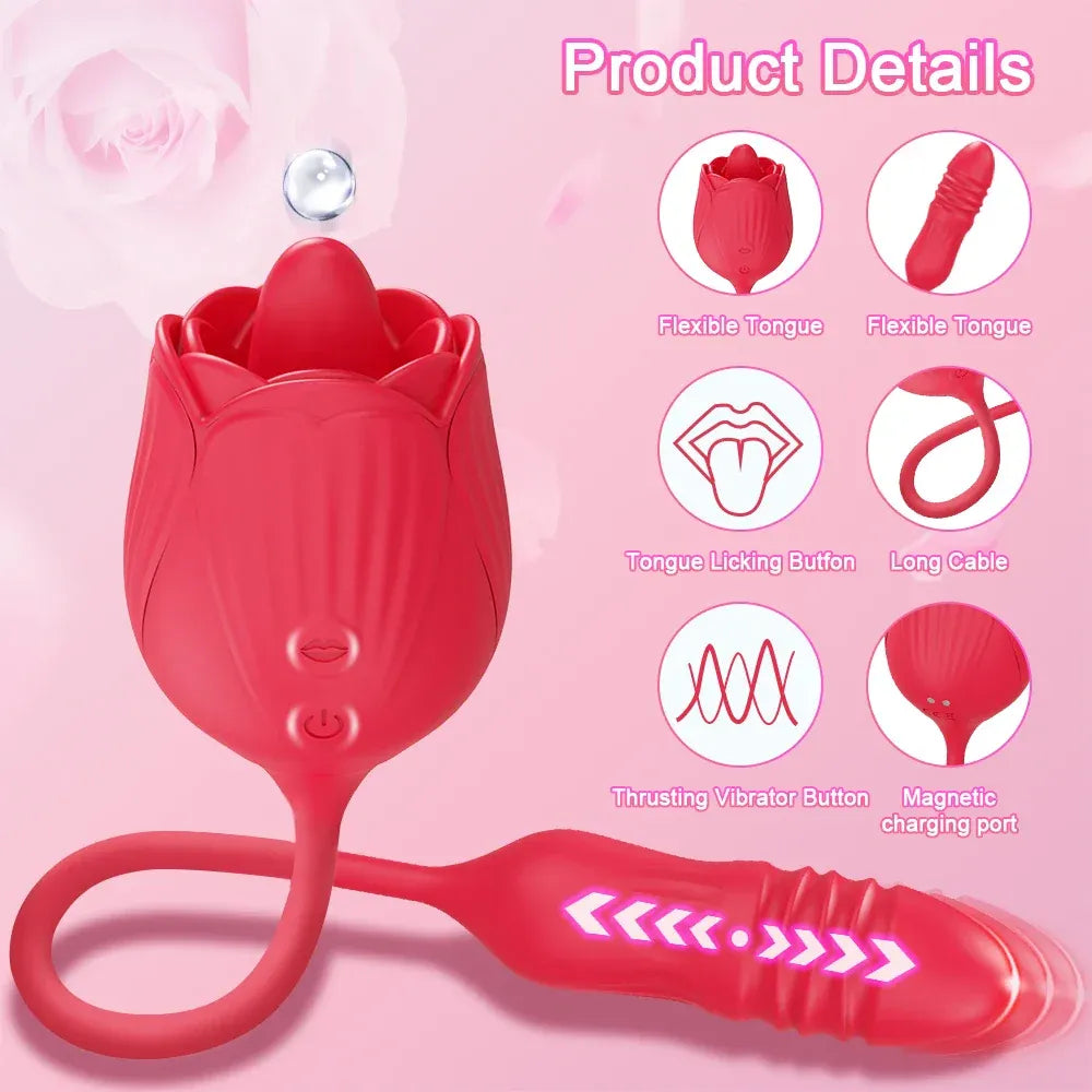 2 In 1 Clit Licking Vibrator for Women Thrusting Vagina Stimulator Female Masturbator-4