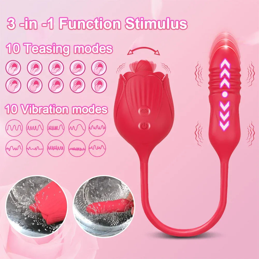 2 In 1 Clit Licking Vibrator for Women Thrusting Vagina Stimulator Female Masturbator-1
