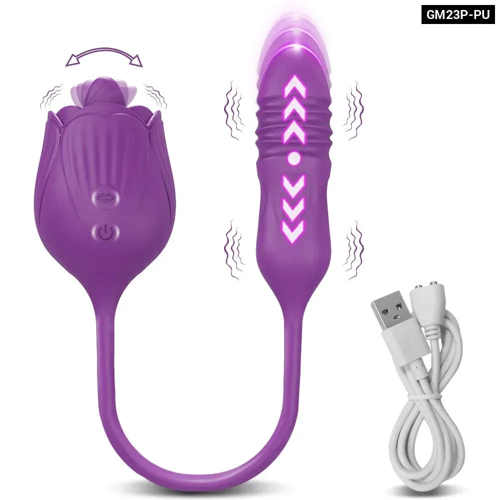 2 In 1 Clit Licking Vibrator for Women Thrusting Vagina Stimulator Female Masturbator-5