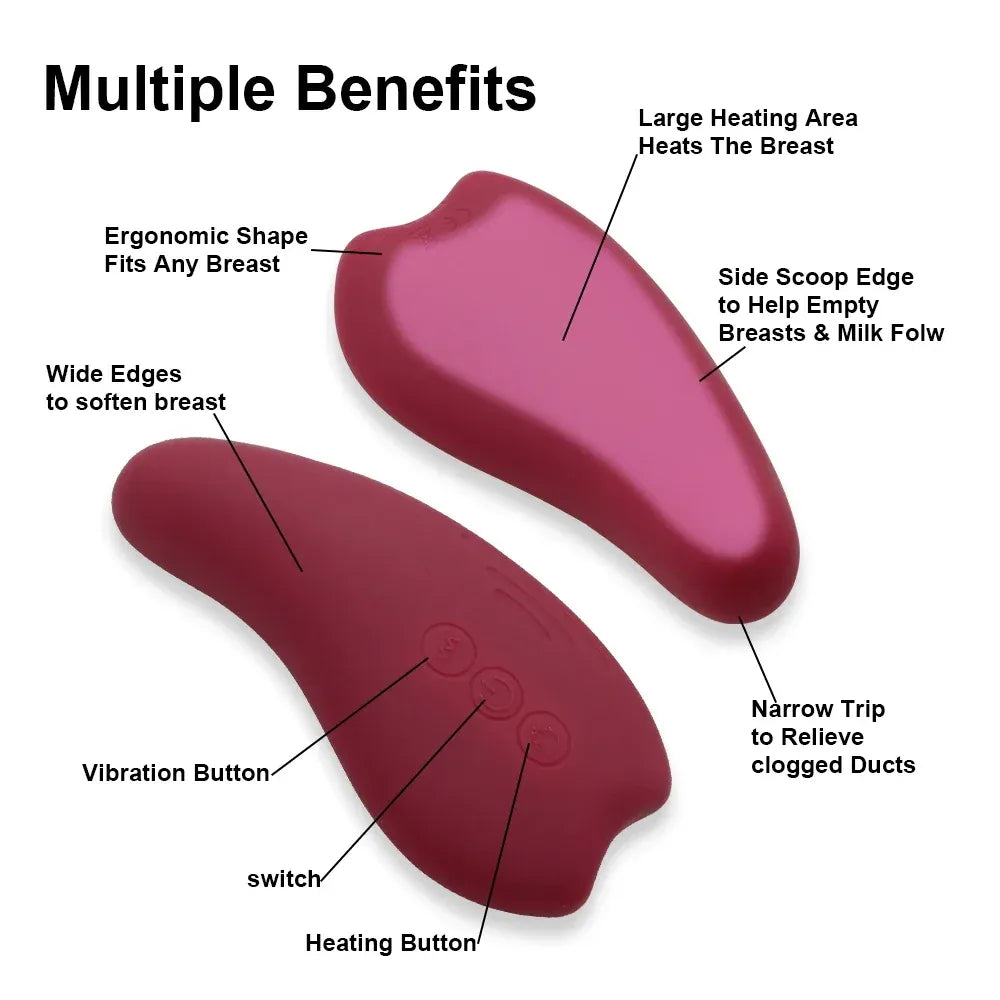 2 In 1 Lactation Massager For Breastfeeding Heat & Vibration Soft & Adjustable-2