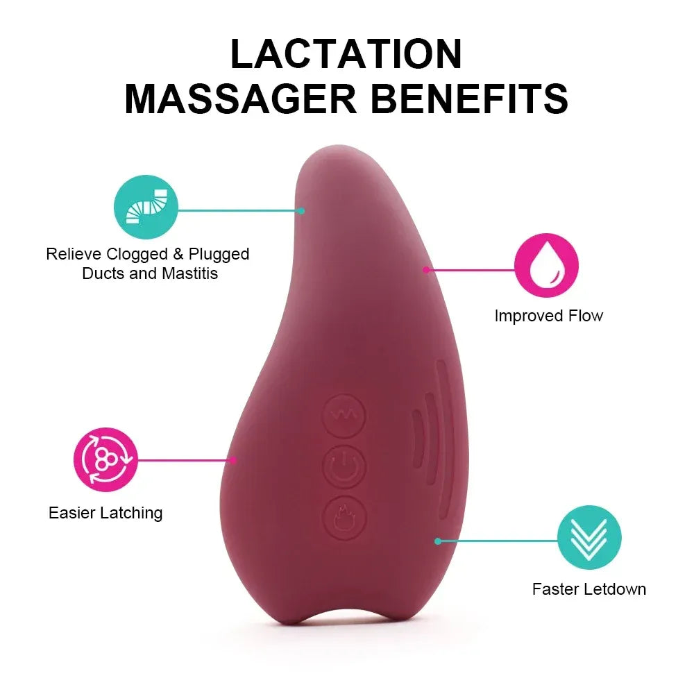 2 In 1 Lactation Massager For Breastfeeding Heat & Vibration Soft & Adjustable-3