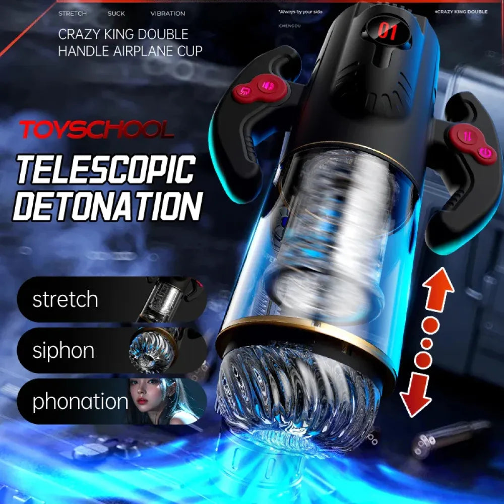3 In 1 Automatic Telescopic Sucking Masturbator Handle Male-2