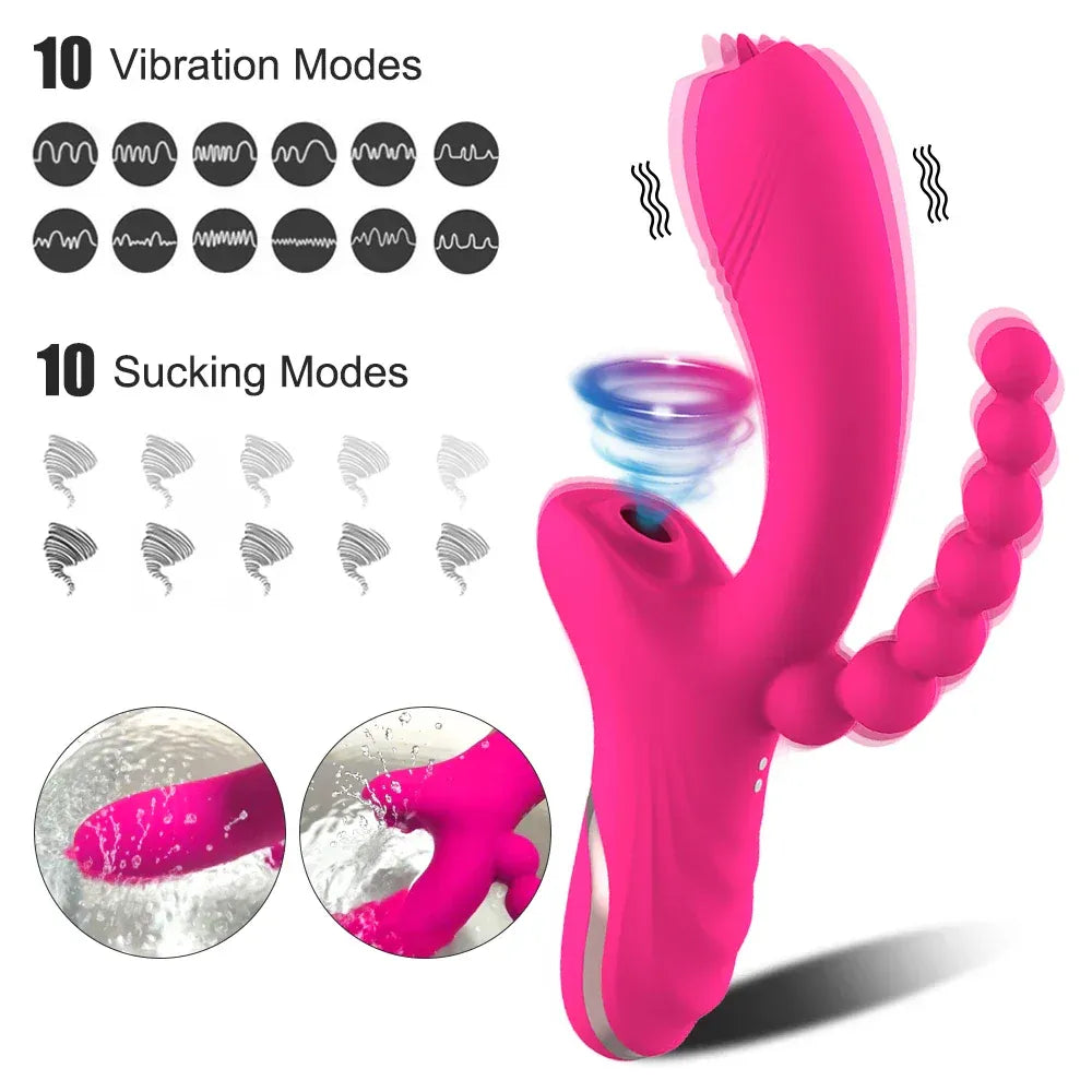 3 In 1 Clit Sucking Vibrator for Women G Spot Vagina Anal Stimulation Female Masturbator-3
