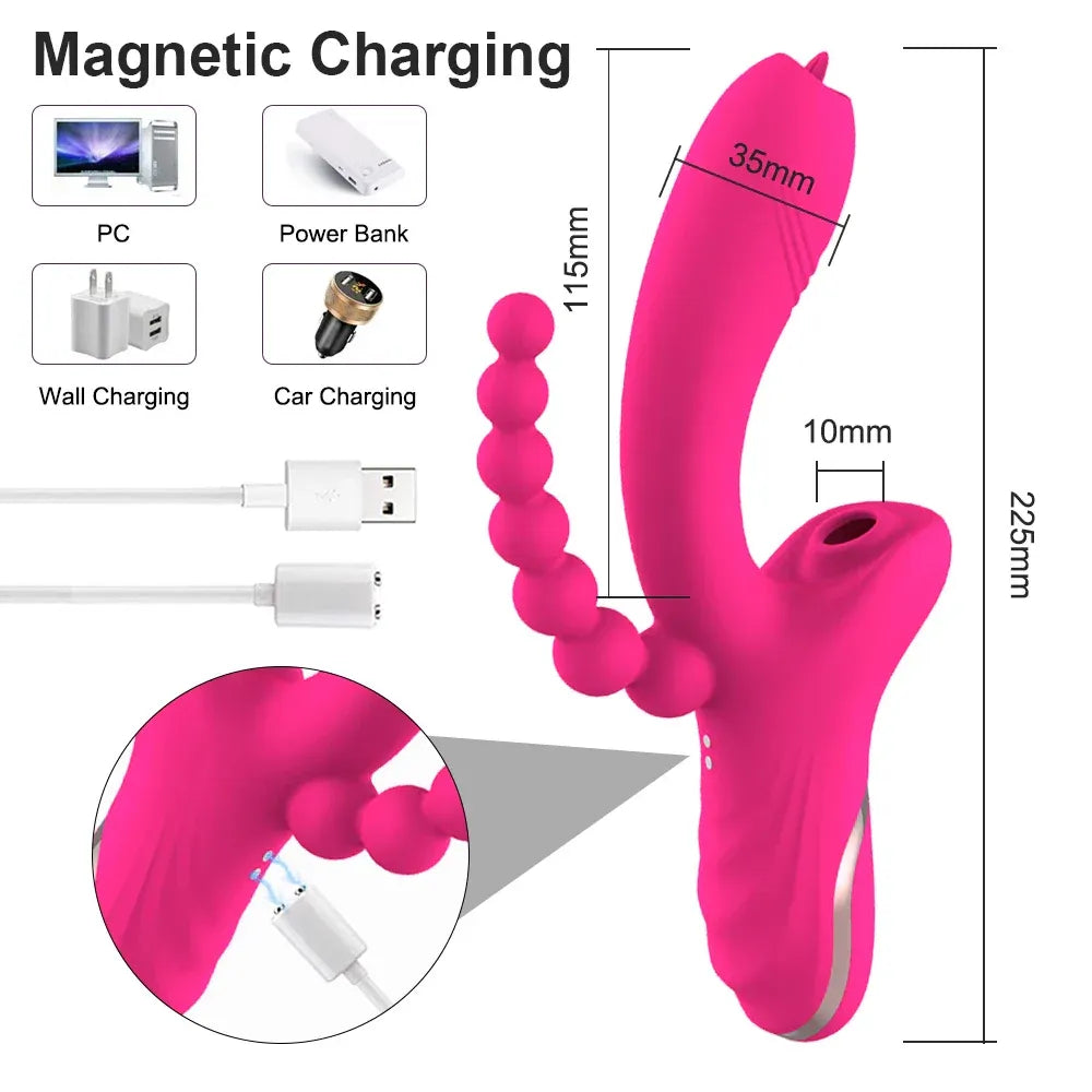 3 In 1 Clit Sucking Vibrator for Women G Spot Vagina Anal Stimulation Female Masturbator-4