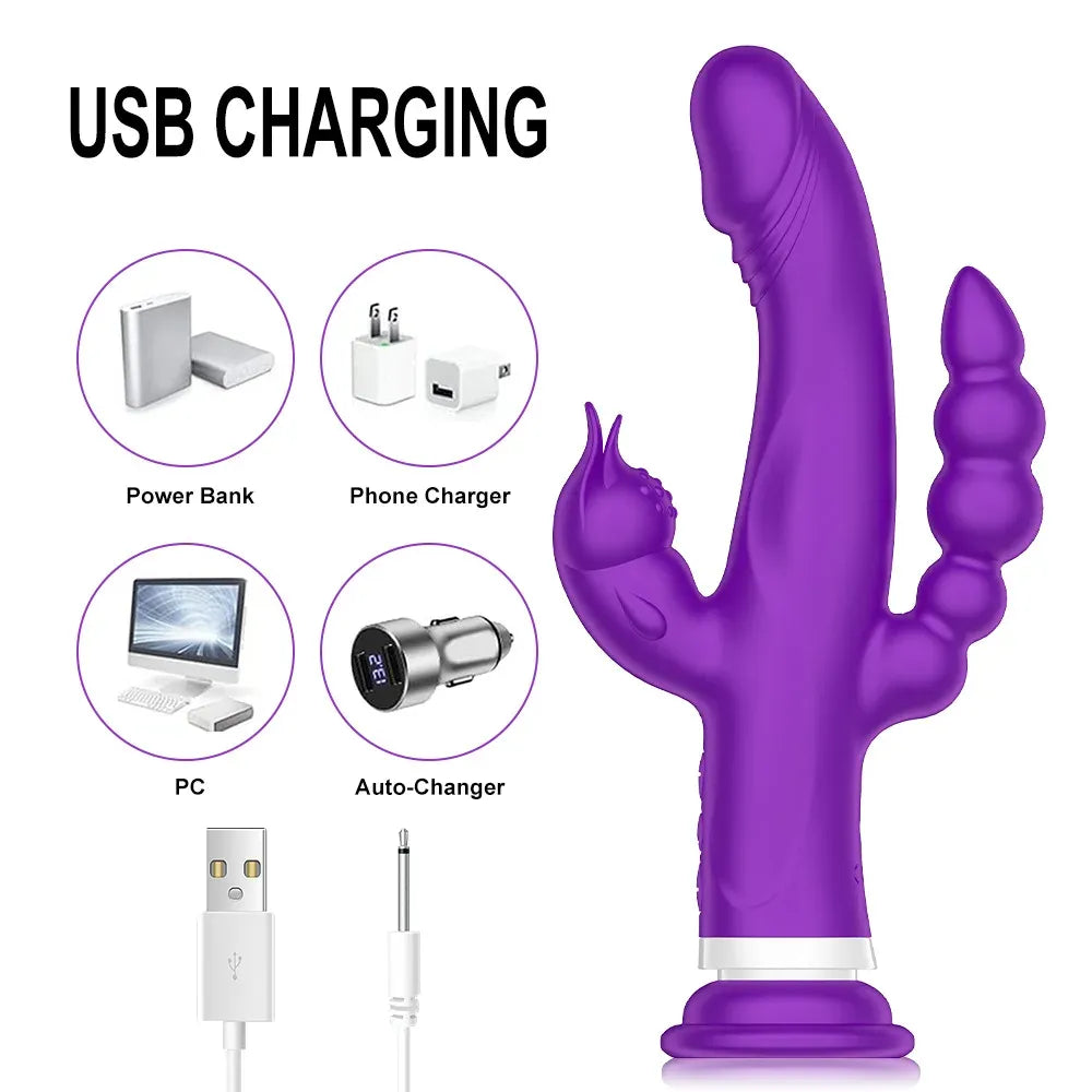 3 In 1 G Spot Rabbit Vibrator for Women Powerful Pleasure Toy-3