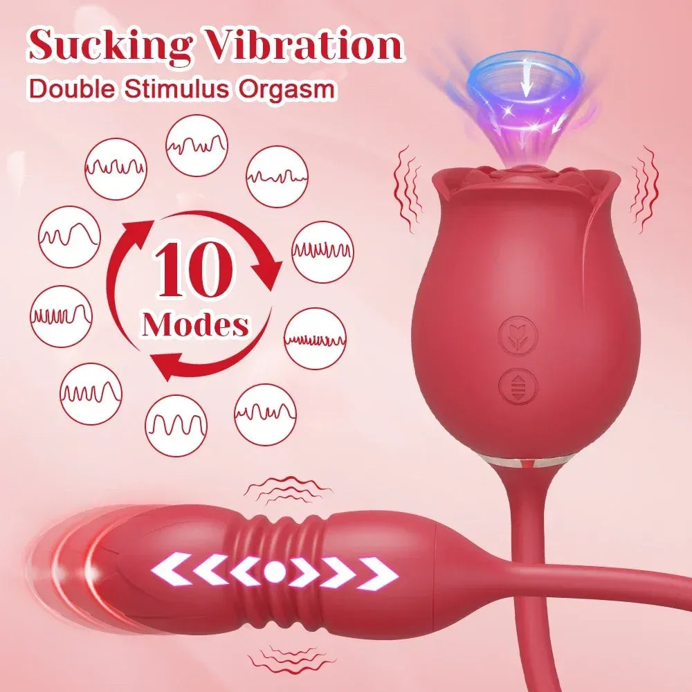 3-in-1 Rose Dildo Vibrator for Women-1
