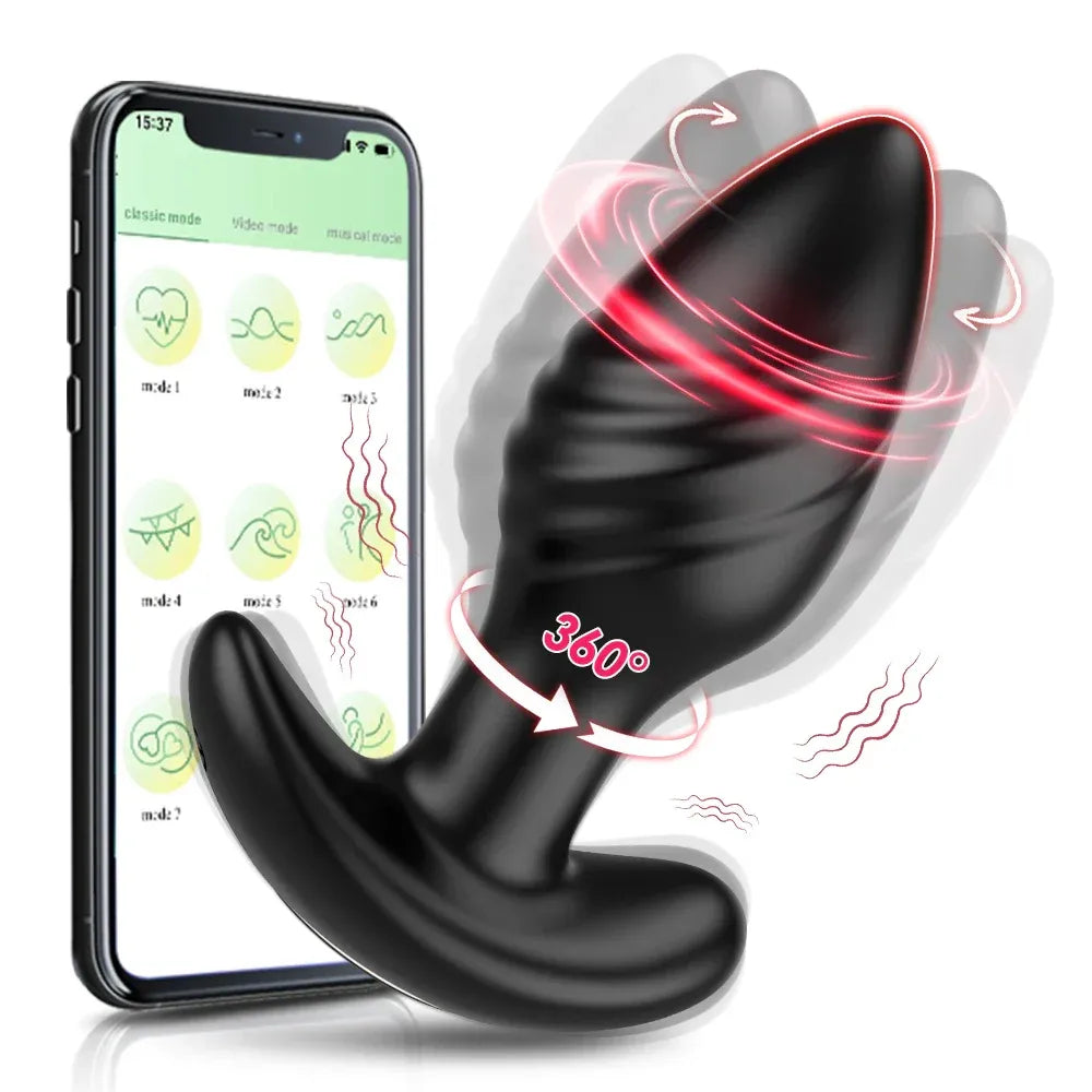 360 Rotating Anal Plug Vibrator-0