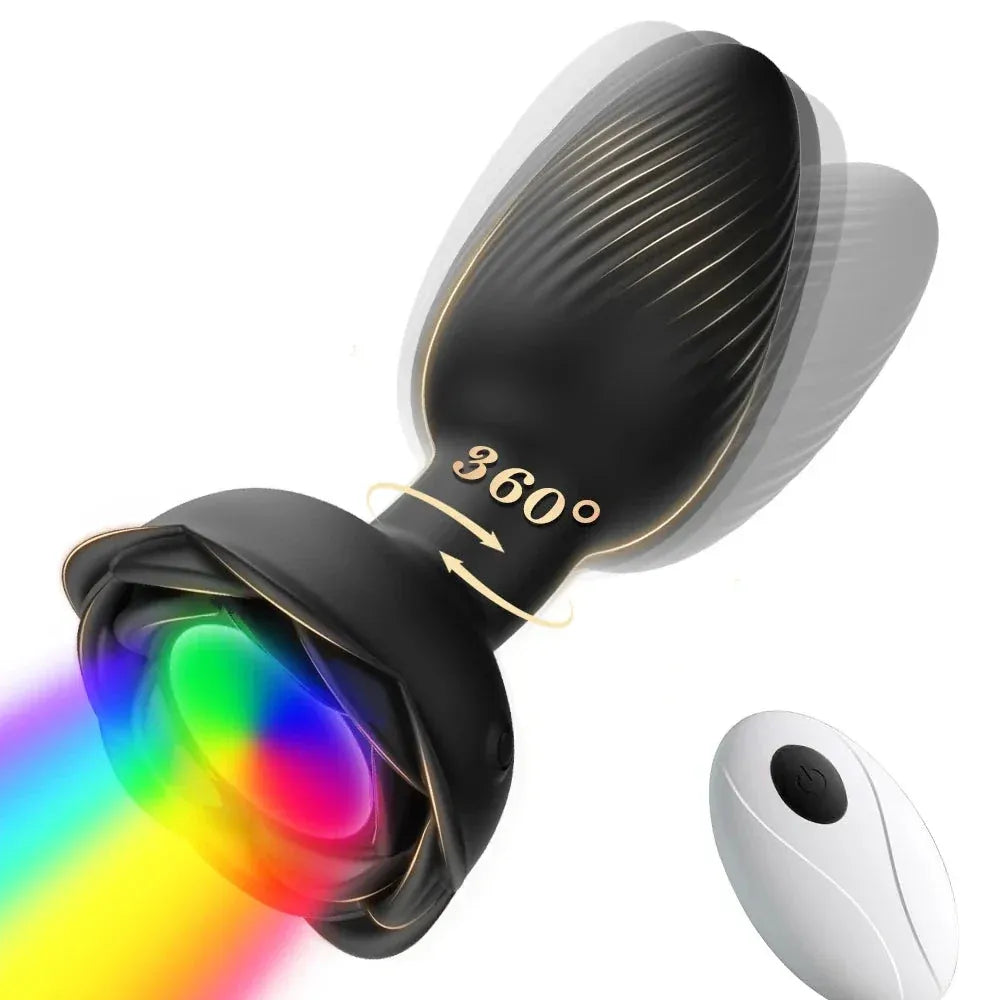 360 Rotating Vibrating Anal Plug Led Light-0