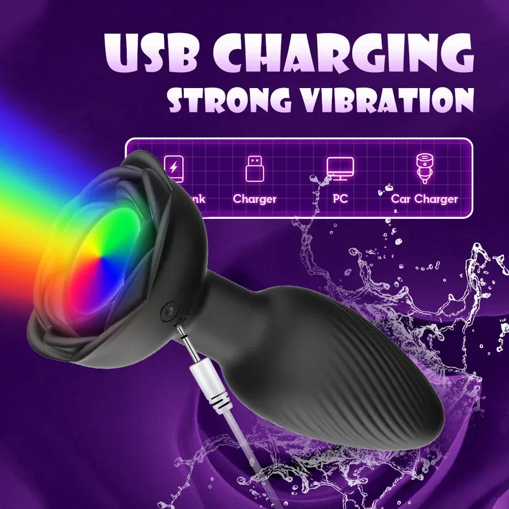 360 Rotating Vibrating Anal Plug Led Light-3