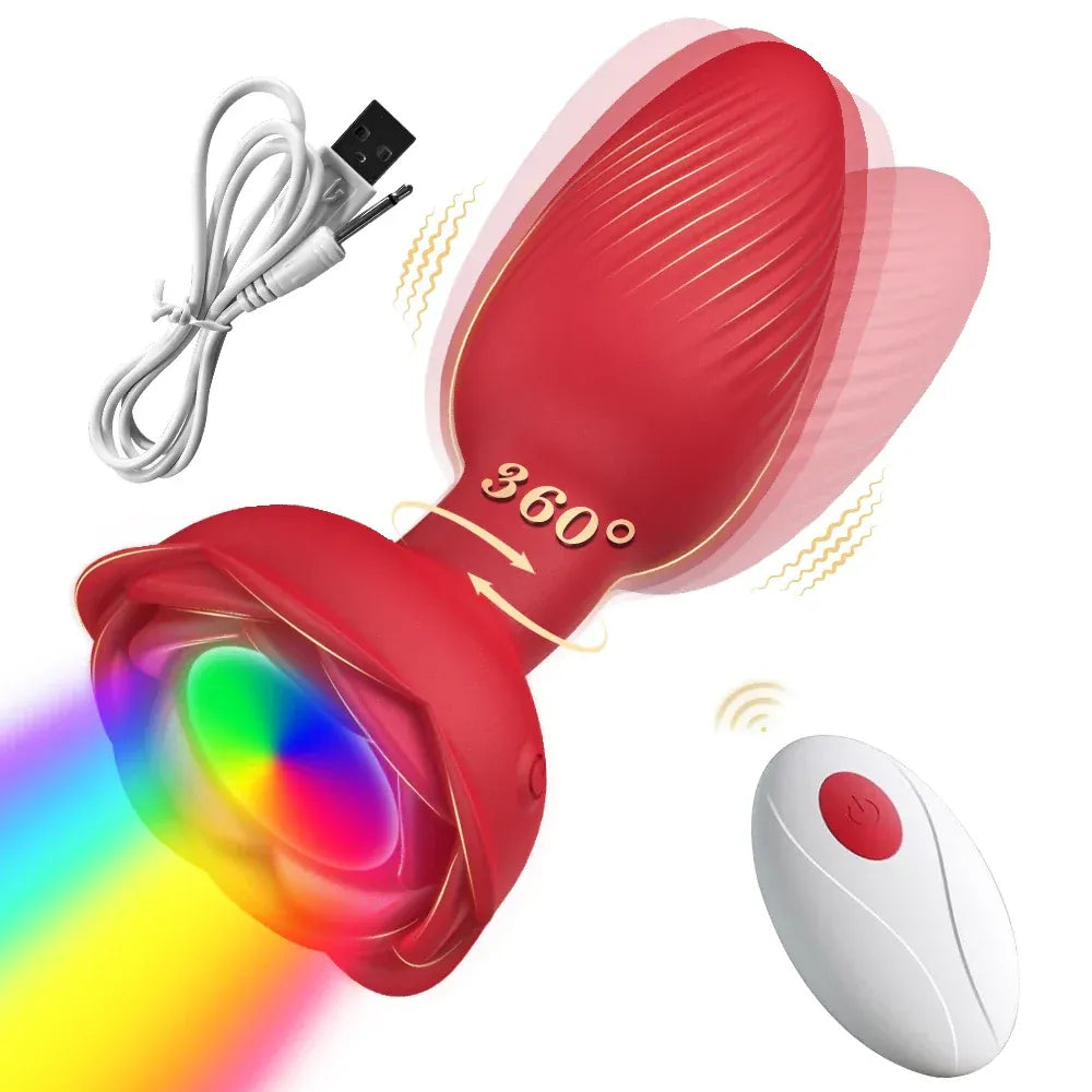 360 Rotating Vibrating Anal Plug Led Light-6