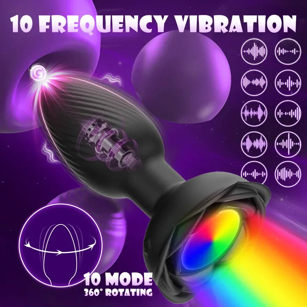 360 Rotating Vibrating Anal Plug Led Light-2