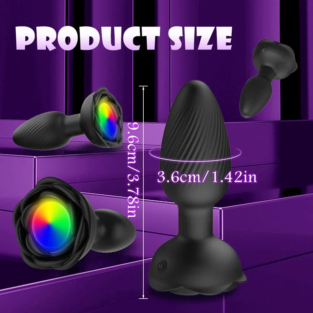360 Rotating Vibrating Anal Plug Led Light-1