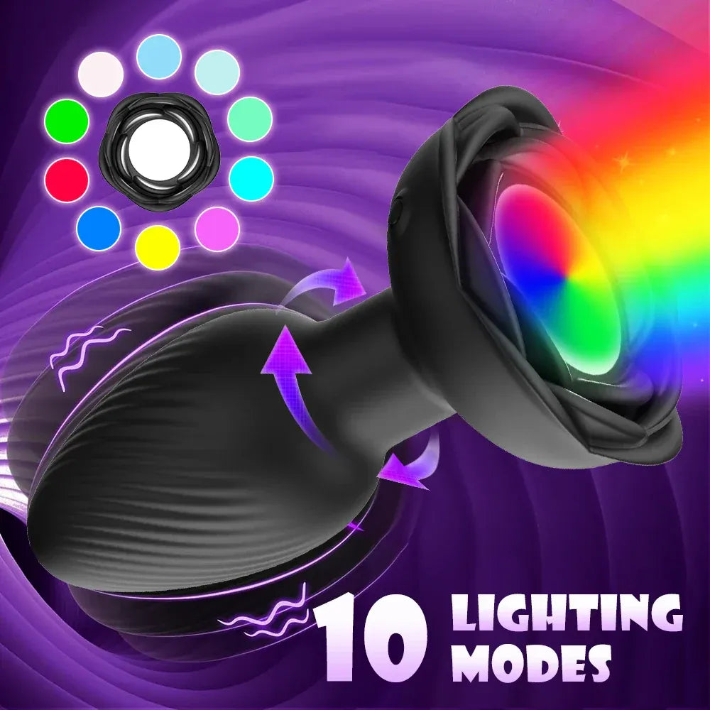 360 Rotating Vibrating Anal Plug Led Light-4