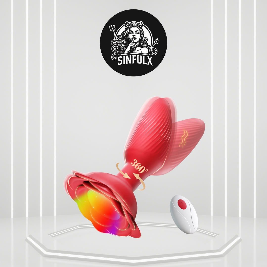 360° Rotation Rose Vibrating Butt Plug Prostate Massager-0