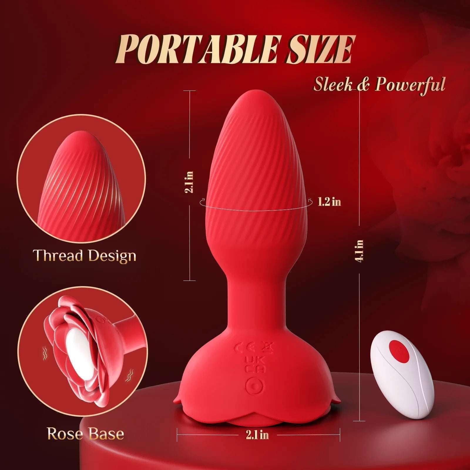 360° Rotation Rose Vibrating Butt Plug Prostate Massager-2