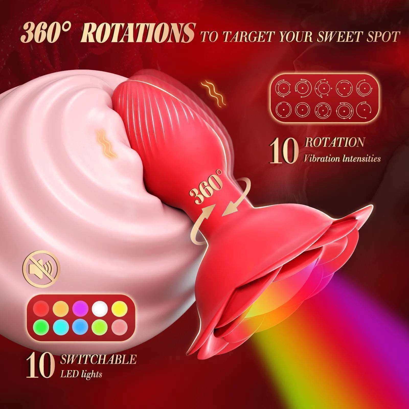 360° Rotation Rose Vibrating Butt Plug Prostate Massager-1