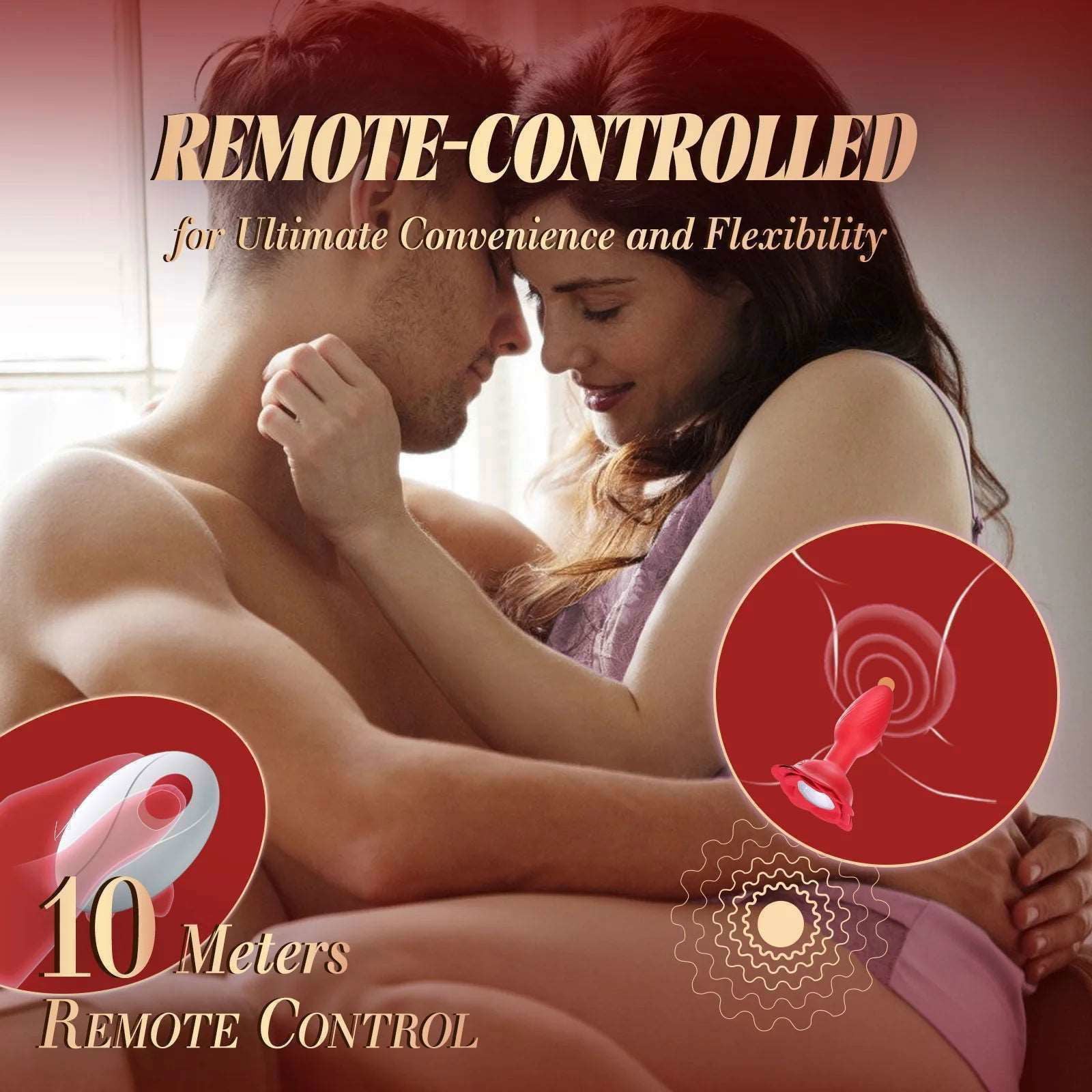 360° Rotation Rose Vibrating Butt Plug Prostate Massager-4