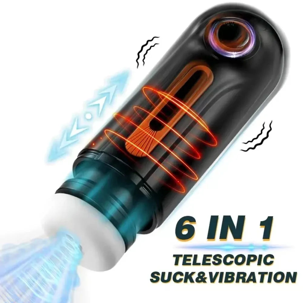 6 In 1 Automatic Telescopic Sucking Man Vibrator Realistic Masturbator Cup for Men-1