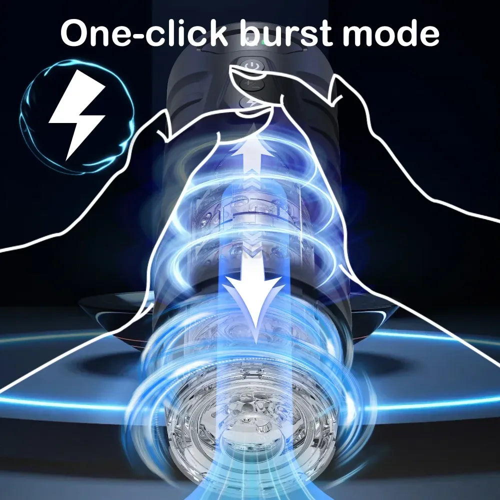 7 Inch Thrusting Rotating Male Masturbator for Electric Stimulation-2