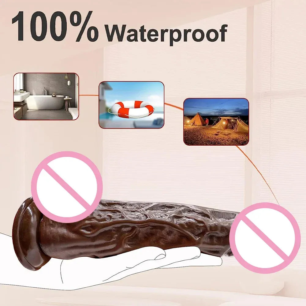 9 Inch Realistic Silicone Dildo with Suction Cup for Women-4