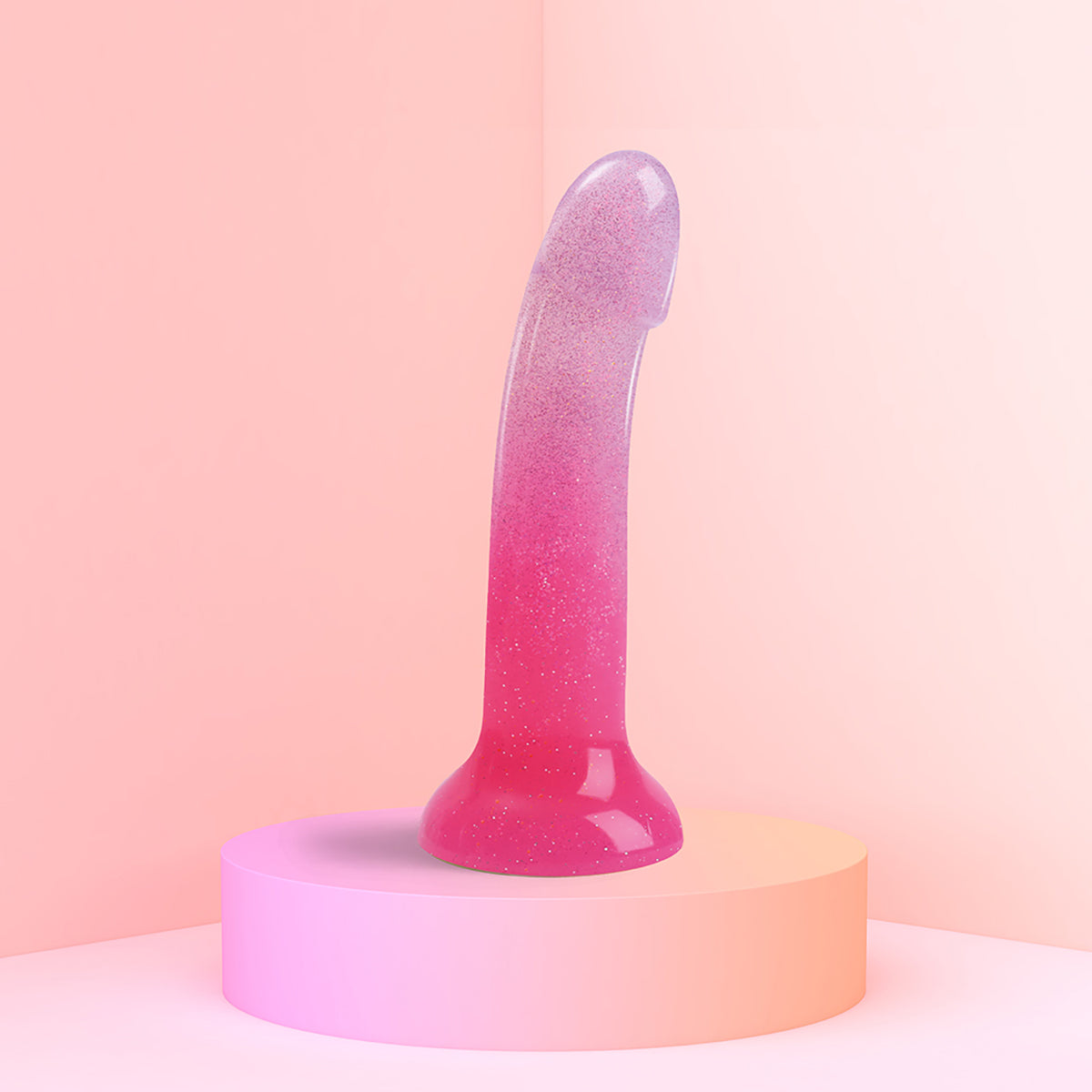 Love to Love Dildolls Sunrise  6 in. Silicone Dildo with Multicolor Star Glitter Pink/Purple-4