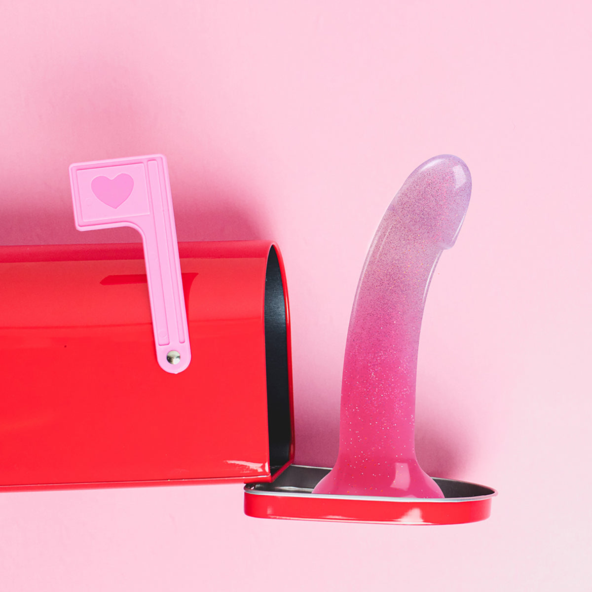 Love to Love Dildolls Sunrise  6 in. Silicone Dildo with Multicolor Star Glitter Pink/Purple-2
