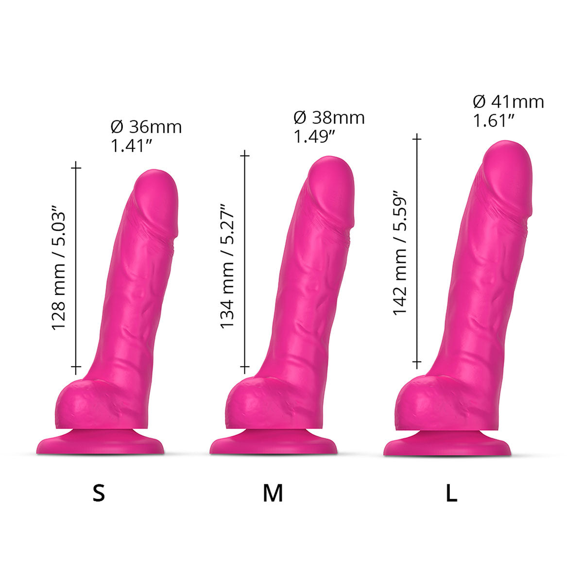 Strap-On-Me Sliding Skin Realistic Dil Small - Fuchsia-1