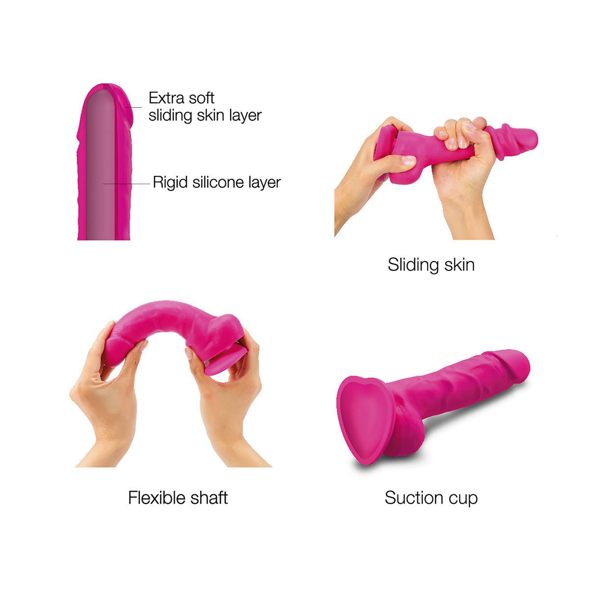 Strap-On-Me Sliding Skin Realistic Dil Small - Fuchsia-3