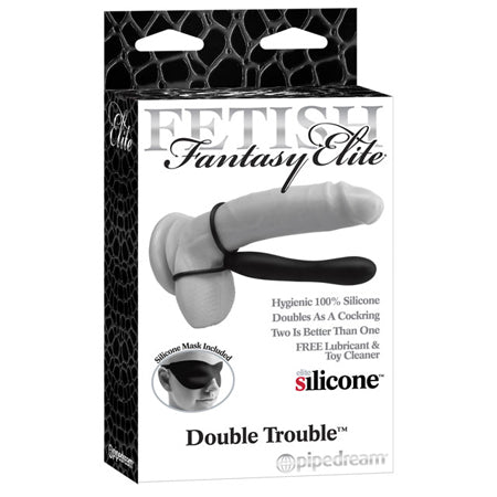 Fetish Fantasy Elite Double Trouble 6 in. Silicone Dual-Entry Strap-On Dildo Black-0
