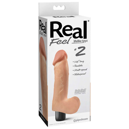 Real Feel Lifelike Toyz No. 2 Realistic 7.25 in. Vibrating Dildo With Balls Beige-0