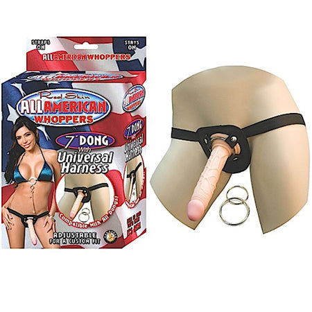 All American Whoppers 7in. Dong With Universal Harness-0