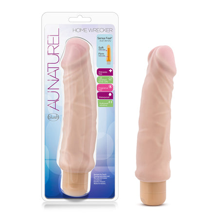 Au Naturel Home Wrecker 9.5 in. Dual Density Vibrating Dildo Beige-0