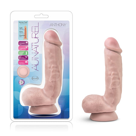 Au Naturel Anthony 8.5 in. Posable Dual Density Dildo with Balls Beige-0