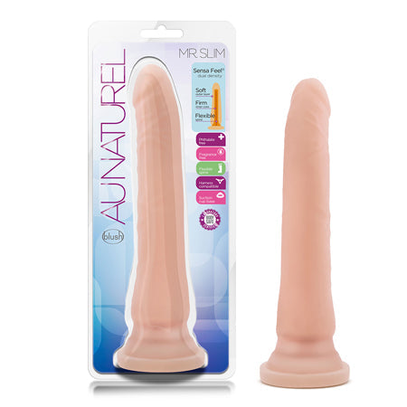Au Naturel Mr. Slim 9.25 in. Posable Dual Density Dildo Beige-0