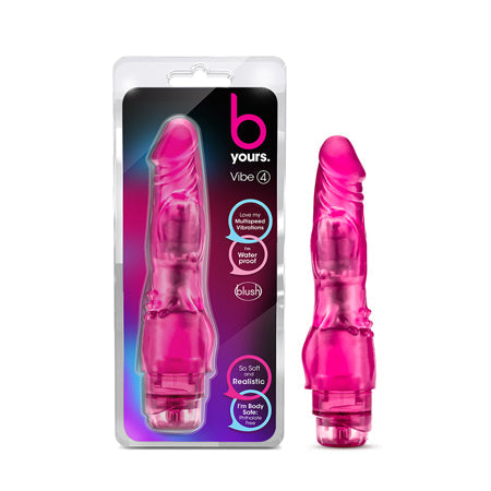 B Yours Vibe 4 Realistic 8 in. Vibrating Dildo Pink-0