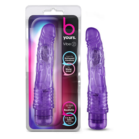 B Yours Vibe 2 Realistic 9 in. Vibrating Dildo Purple-0