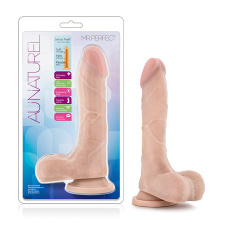 Au Naturel Mister Perfect 8.5 in. Posable Dual Density Dildo with Balls Beige-0