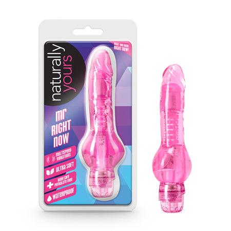 Naturally Yours Mr. Right Now Realistic 6.5 in. Vibrating Dildo Pink-0